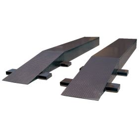 Steel wheel riser ramps are constructed of rugged steel.